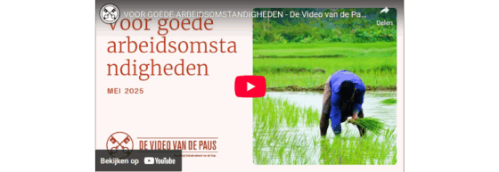 De video van de Paus; voor goede arbeidsomstandigheden